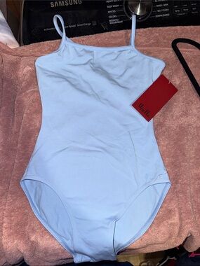 Mirella Light Blue Spaghetti Strap Tank Leotard